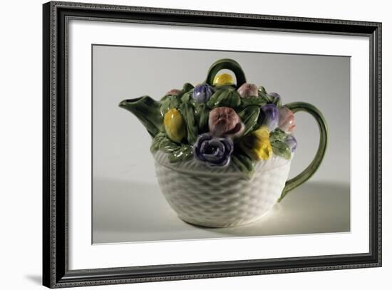 Collectible Teapot with Relief Floral Decoration, Ceramic, England-null-Framed Giclee Print