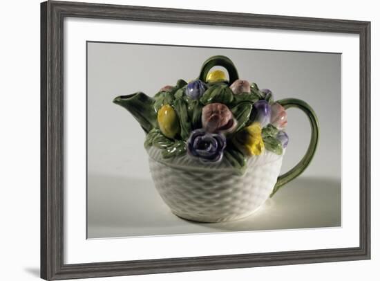 Collectible Teapot with Relief Floral Decoration, Ceramic, England-null-Framed Giclee Print