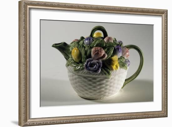 Collectible Teapot with Relief Floral Decoration, Ceramic, England-null-Framed Giclee Print