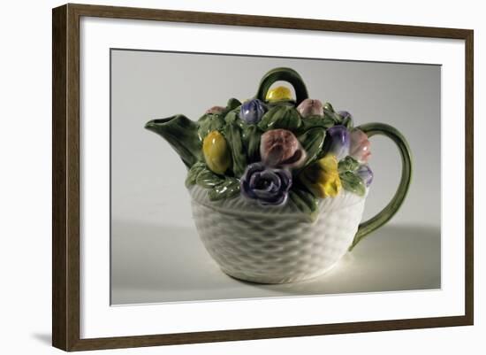 Collectible Teapot with Relief Floral Decoration, Ceramic, England-null-Framed Giclee Print