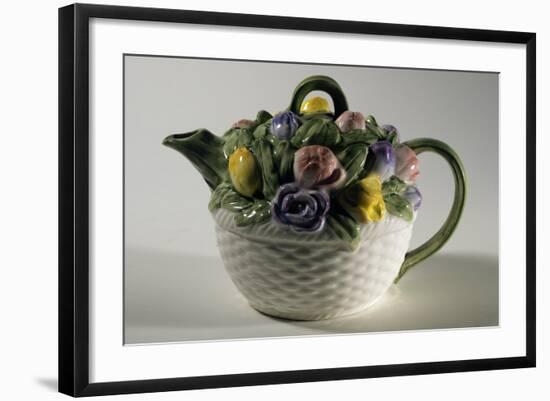 Collectible Teapot with Relief Floral Decoration, Ceramic, England-null-Framed Giclee Print