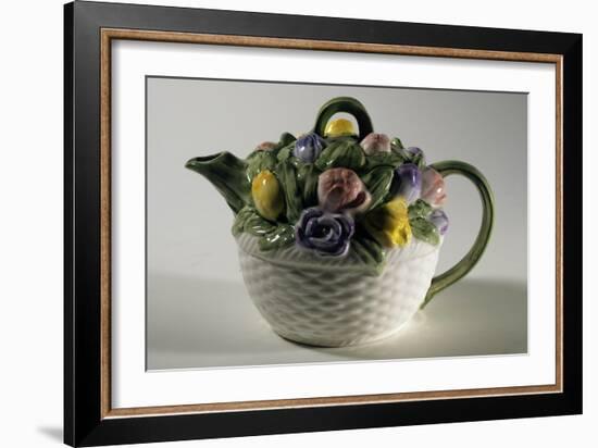 Collectible Teapot with Relief Floral Decoration, Ceramic, England-null-Framed Giclee Print