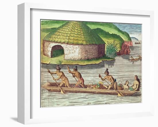 Collecting Crops for the Communal Storehouse, from "Brevis Narratio.."-Jacques Le Moyne-Framed Giclee Print