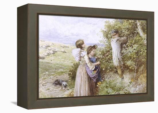 Collecting Flowers-Myles Birket Foster-Framed Premier Image Canvas