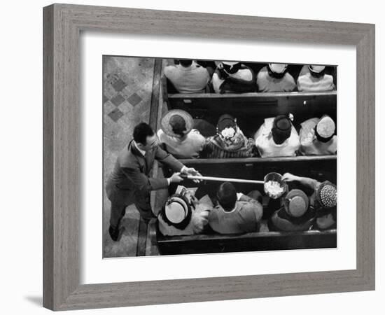 Collection Being Taken at Our Lady of Mount Carmel Church-Ralph Morse-Framed Photographic Print