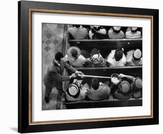 Collection Being Taken at Our Lady of Mount Carmel Church-Ralph Morse-Framed Photographic Print