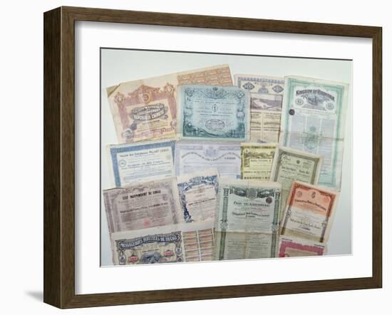 Collection of Bond Certificates, Early 20th Century (Colour Litho)-French-Framed Giclee Print