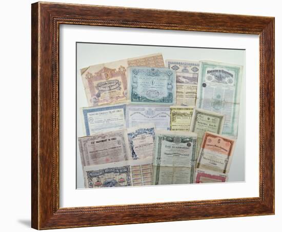 Collection of Bond Certificates, Early 20th Century (Colour Litho)-French-Framed Giclee Print