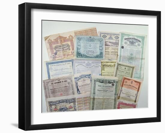 Collection of Bond Certificates, Early 20th Century (Colour Litho)-French-Framed Giclee Print