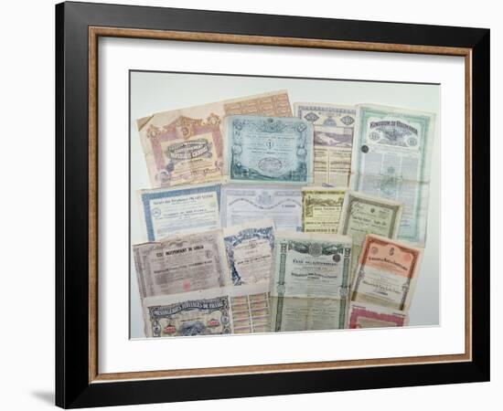 Collection of Bond Certificates, Early 20th Century (Colour Litho)-French-Framed Giclee Print