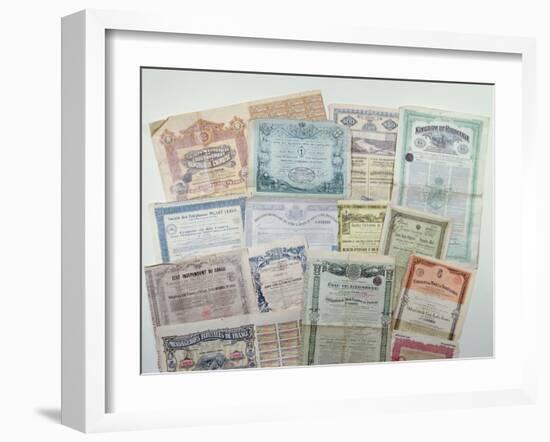 Collection of Bond Certificates, Early 20th Century (Colour Litho)-French-Framed Giclee Print