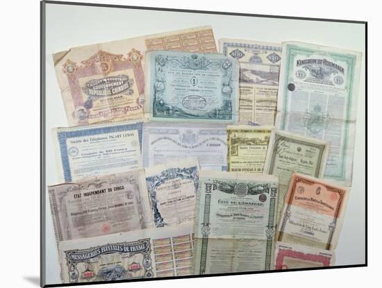 Collection of Bond Certificates, Early 20th Century (Colour Litho)-French-Mounted Giclee Print