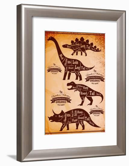 Collection of Dinosaurs with their Cutting Scheme-111chemodan111-Framed Art Print