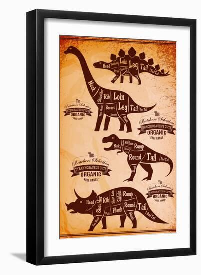 Collection of Dinosaurs with their Cutting Scheme-111chemodan111-Framed Art Print