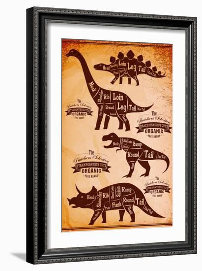 Collection of Dinosaurs with their Cutting Scheme-111chemodan111-Framed Art Print