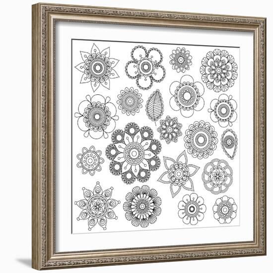 Collection of Doodle Style Flowers or Mandalas-Pink Pueblo-Framed Art Print