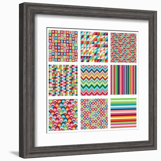 Collection Of Nine Bright Geometrics-Pink Pueblo-Framed Art Print