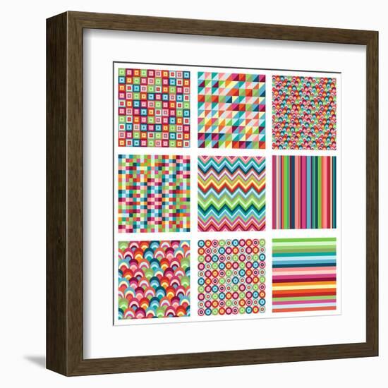 Collection Of Nine Bright Geometrics-Pink Pueblo-Framed Art Print