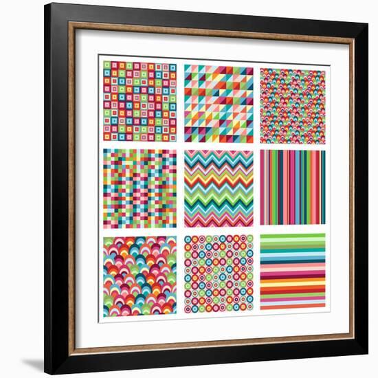 Collection Of Nine Bright Geometrics-Pink Pueblo-Framed Art Print