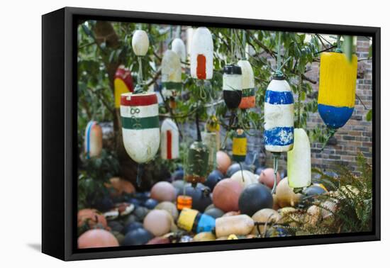 Collection Of Old Crab Buoys In Yard-Justin Bailie-Framed Premier Image Canvas