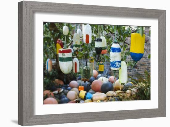 Collection Of Old Crab Buoys In Yard-Justin Bailie-Framed Photographic Print