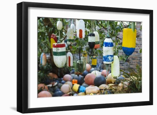 Collection Of Old Crab Buoys In Yard-Justin Bailie-Framed Photographic Print