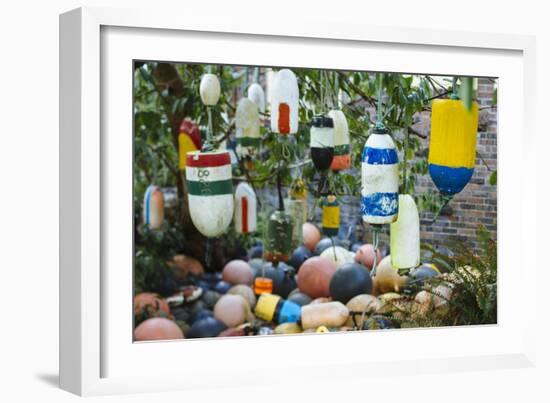 Collection Of Old Crab Buoys In Yard-Justin Bailie-Framed Photographic Print