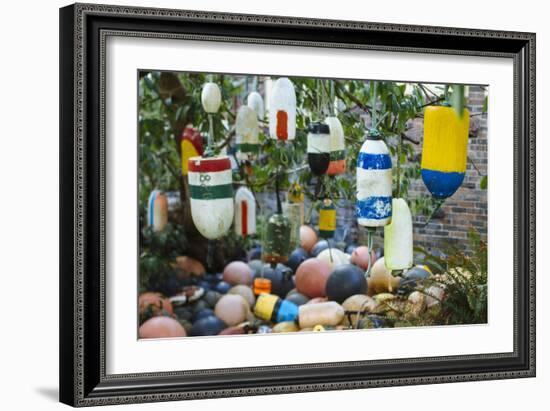 Collection Of Old Crab Buoys In Yard-Justin Bailie-Framed Photographic Print