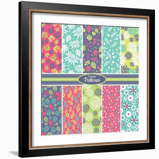 Collection of Seamless Pattern Backgrounds-SelenaMay-Framed Art Print