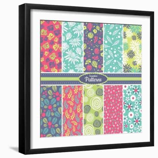 Collection of Seamless Pattern Backgrounds-SelenaMay-Framed Art Print
