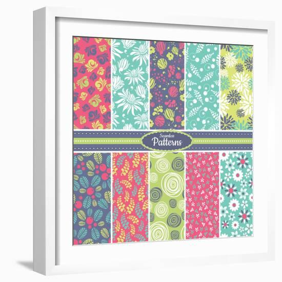 Collection of Seamless Pattern Backgrounds-SelenaMay-Framed Art Print