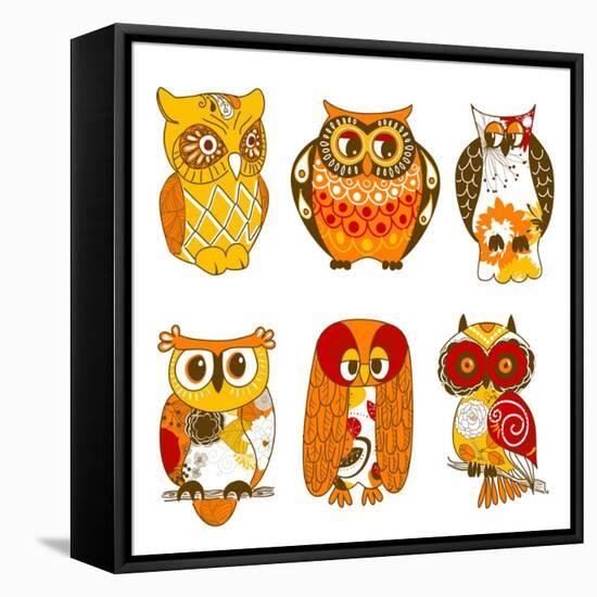 Collection of Six Different Owls-Alisa Foytik-Framed Stretched Canvas