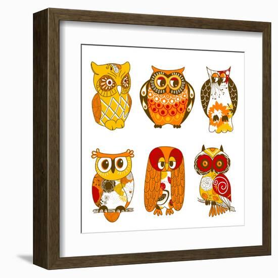 Collection of Six Different Owls-Alisa Foytik-Framed Art Print