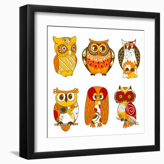 Collection of Six Different Owls-Alisa Foytik-Framed Art Print