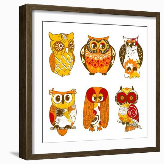 Collection of Six Different Owls-Alisa Foytik-Framed Art Print