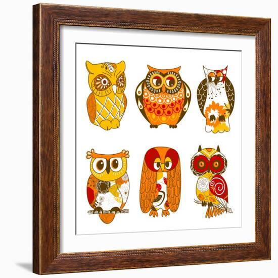 Collection of Six Different Owls-Alisa Foytik-Framed Art Print