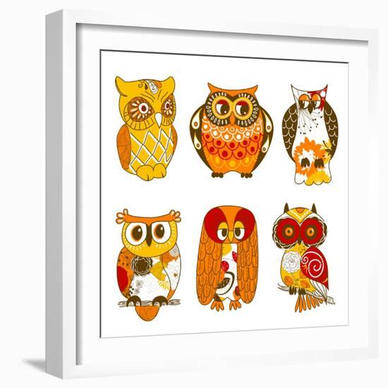 Collection of Six Different Owls-Alisa Foytik-Framed Art Print