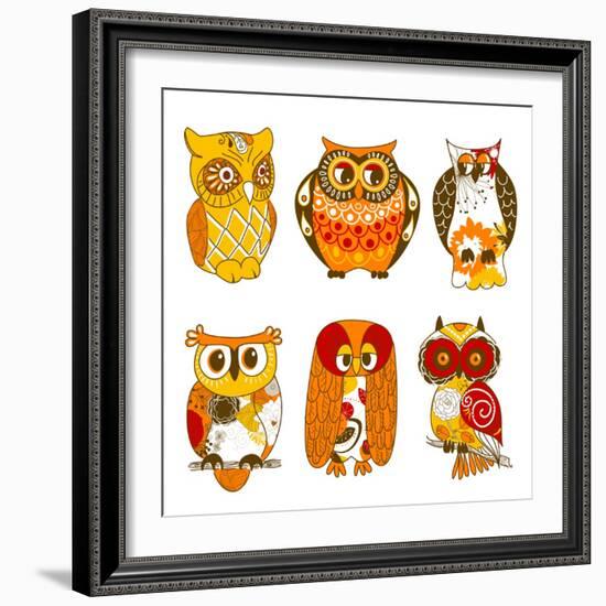 Collection of Six Different Owls-Alisa Foytik-Framed Art Print