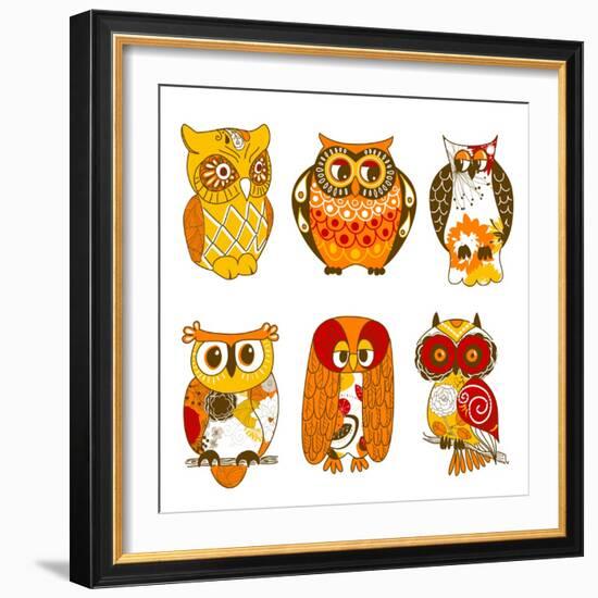 Collection of Six Different Owls-Alisa Foytik-Framed Art Print