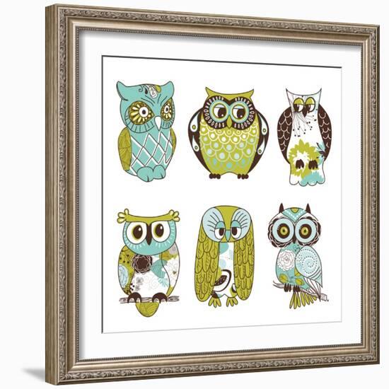 Collection of Six Different Owls-Alisa Foytik-Framed Art Print