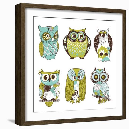 Collection of Six Different Owls-Alisa Foytik-Framed Art Print