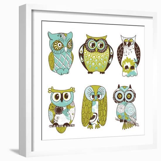 Collection of Six Different Owls-Alisa Foytik-Framed Art Print