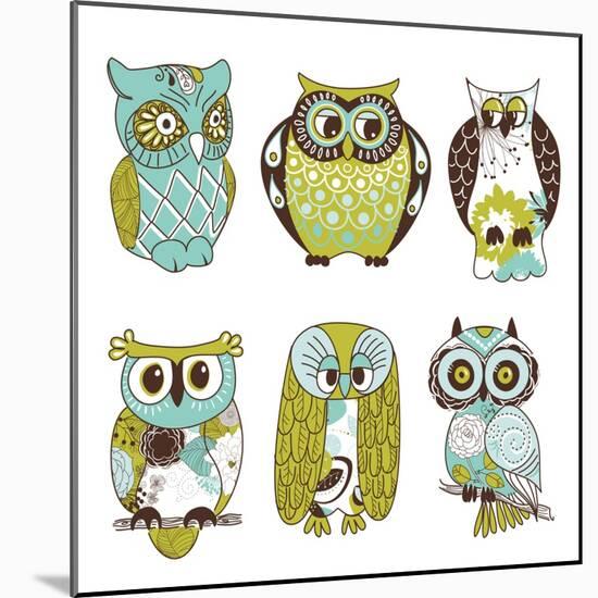 Collection of Six Different Owls-Alisa Foytik-Mounted Art Print