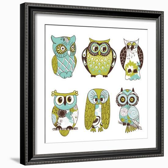 Collection of Six Different Owls-Alisa Foytik-Framed Art Print