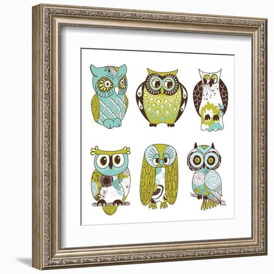 Collection of Six Different Owls-Alisa Foytik-Framed Art Print