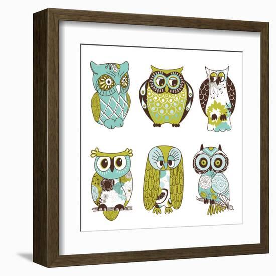 Collection of Six Different Owls-Alisa Foytik-Framed Art Print