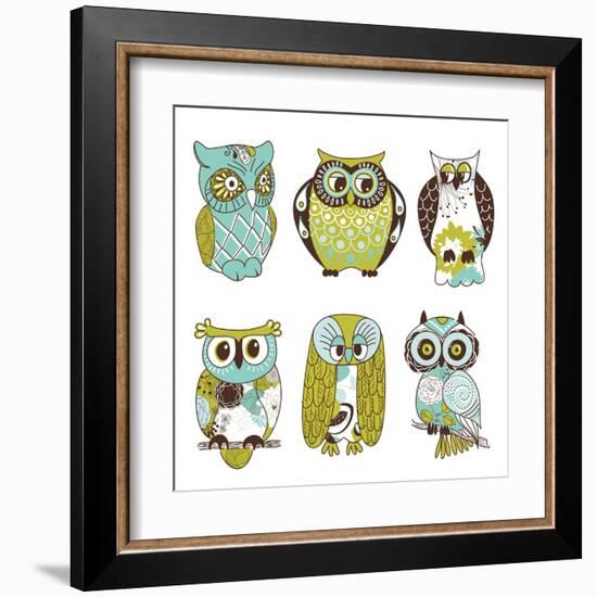 Collection of Six Different Owls-Alisa Foytik-Framed Art Print