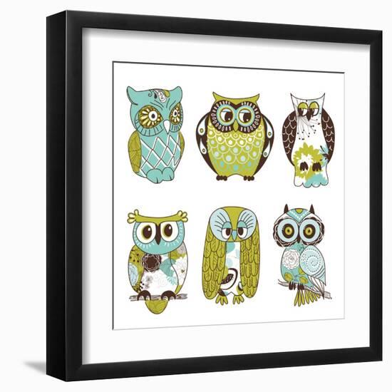 Collection of Six Different Owls-Alisa Foytik-Framed Art Print