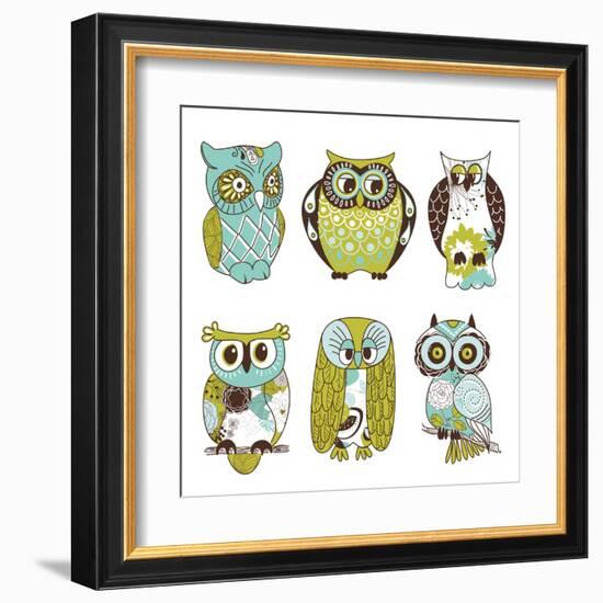 Collection of Six Different Owls-Alisa Foytik-Framed Art Print