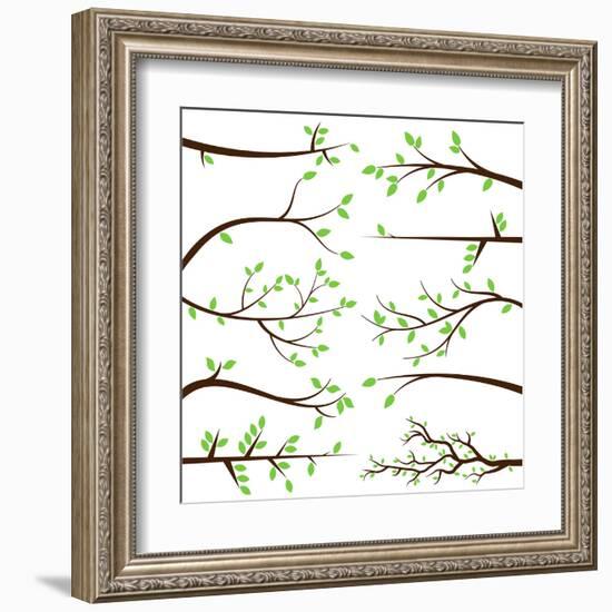 Collection of Tree Branch Silhouettes-Pink Pueblo-Framed Art Print